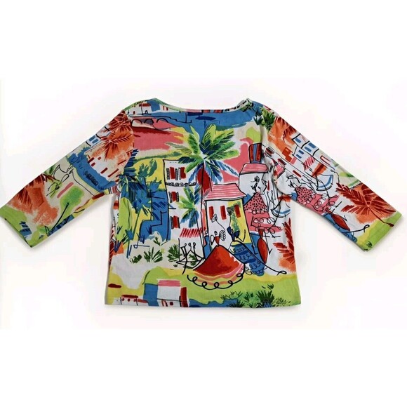 Take Two Clothing Women's Large Top Boho Tropical Southern Cityscape Print - Picture 4 of 7